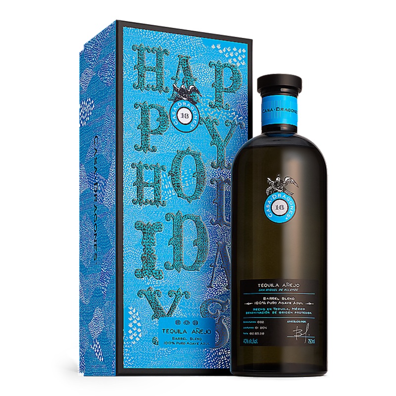 CASA DRAGONES TEQUILA ANEJO BARREL BLEND 80 WITH HOLIDAY SLEEVE 750ML 750ML