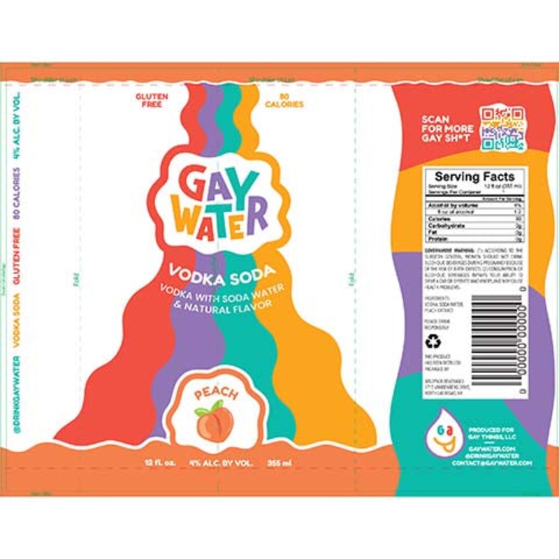 Gay Water Peach Vodka Soda 12OZ SINGLE CAN