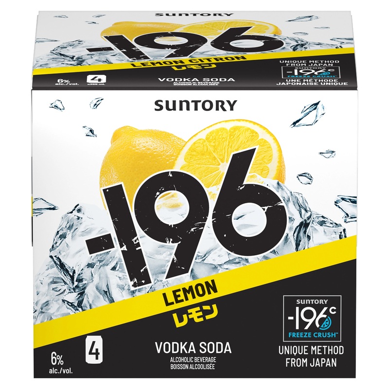 SUNTORY -196 LEMON VODKA SODA 355ML 4PK CAN @ Red Deer [1056157] 1420 ml