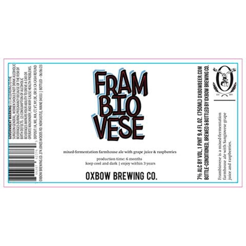 Oxbow Frambiovese Sour 750ML SINGLE BTL