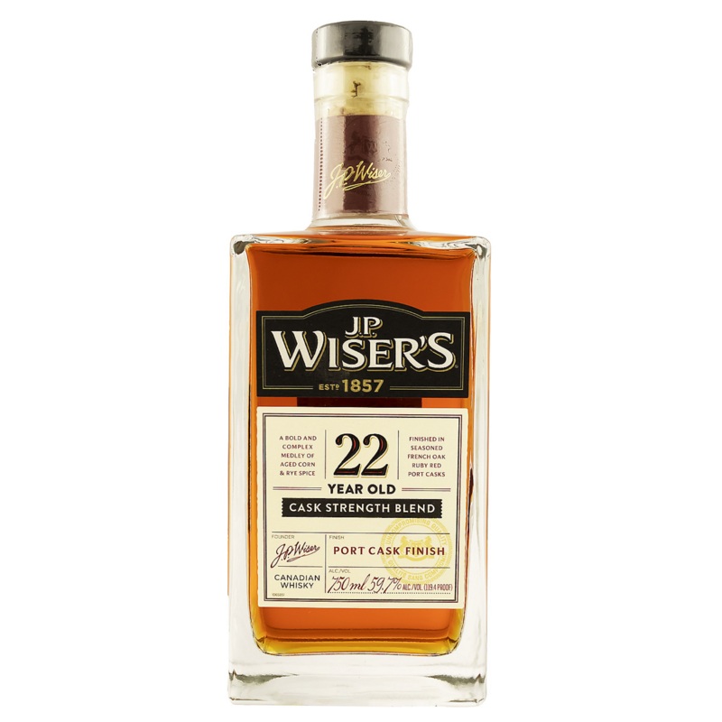 J.P. Wiser’s Canadian Whiskey Cask Strength Blend Port Cask Finish 22 Year 750 ML