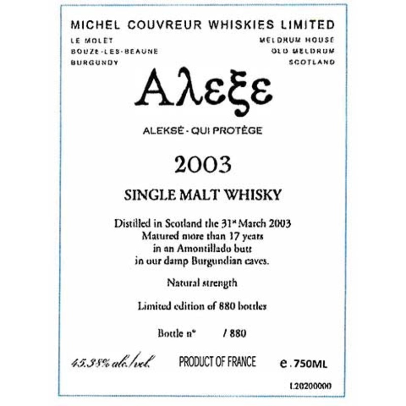 Michel Couvreur Whiskies Limited Alekse 750ML BTL