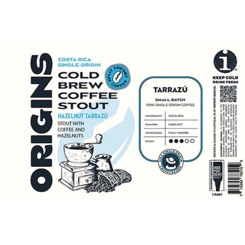Imprint Beer Origins Hazelnut Tarrazu Stout 16OZ SINGLE CAN