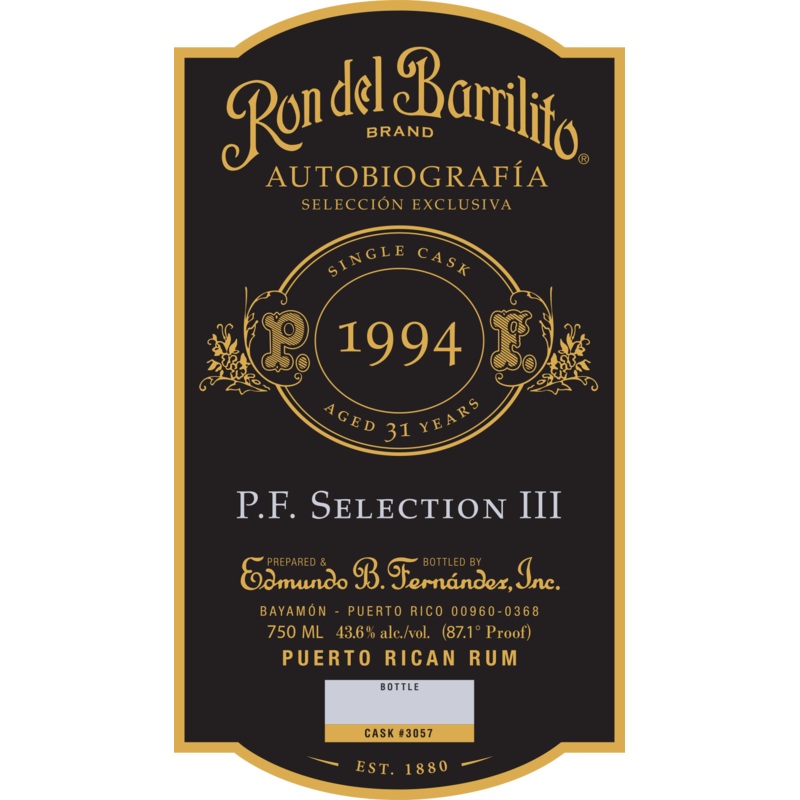 Ron del Barrilito Autobiografa Seleccin Exclusiva P.F. Selection III