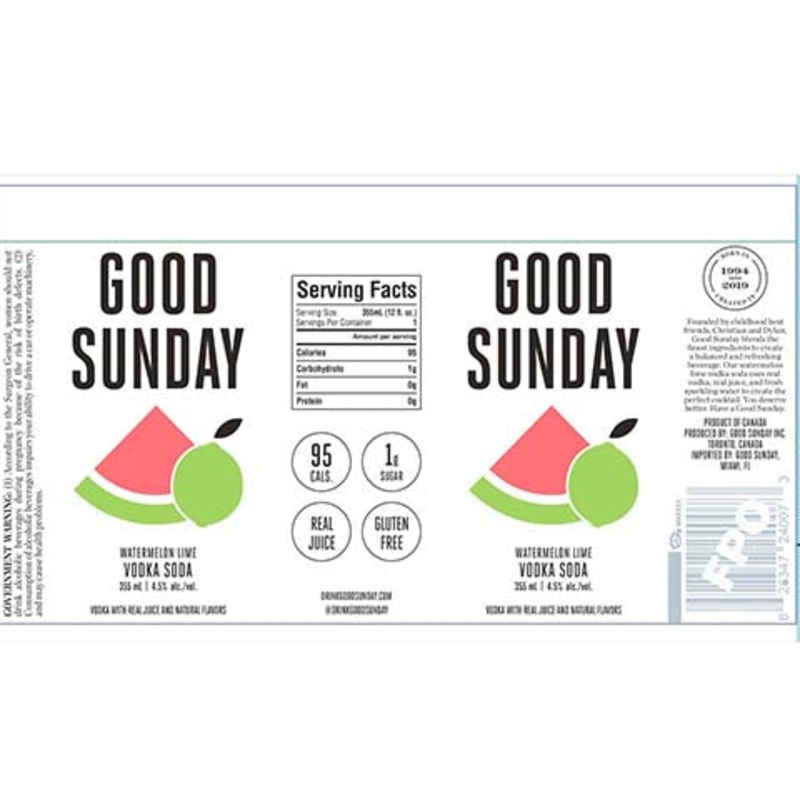 Good Sunday Watermelon Lime Vodka Soda 355ML CAN