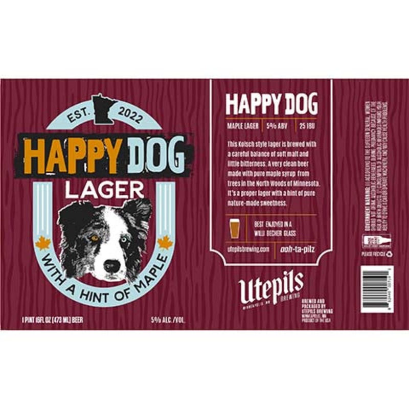 Utepils Happy Dog Lager 16OZ SINGLE CAN