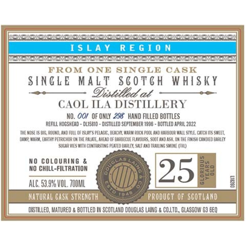 Douglas Laing Single Cask Caol Ila 25-Year-Old Scotch Whisky 700ML BTL
