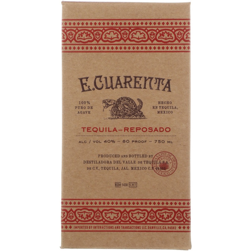 E. Cuarenta Tequila Reposado 80 750ML 750ML