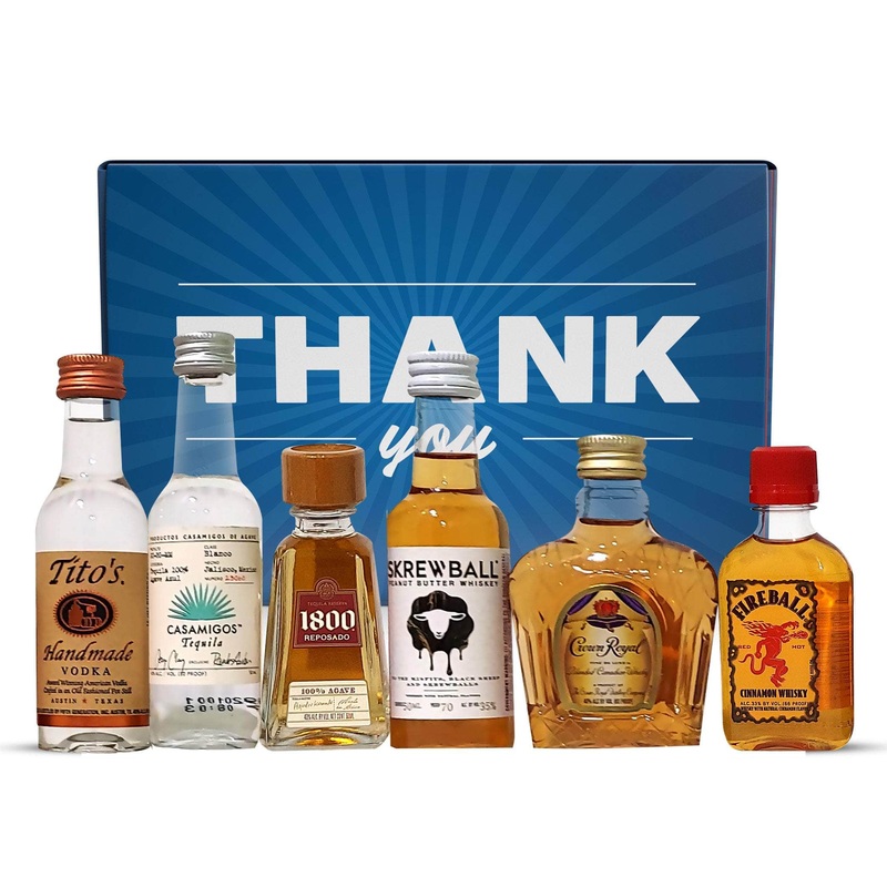 Thank You Liquor Sampler – Choose from Whiskey, Vodka, Tequila, Rum or Gin Whiskey
