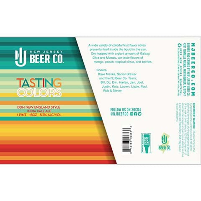 New Jersey Tasting Colors DDH New England Style IPA 16OZ SINGLE CAN