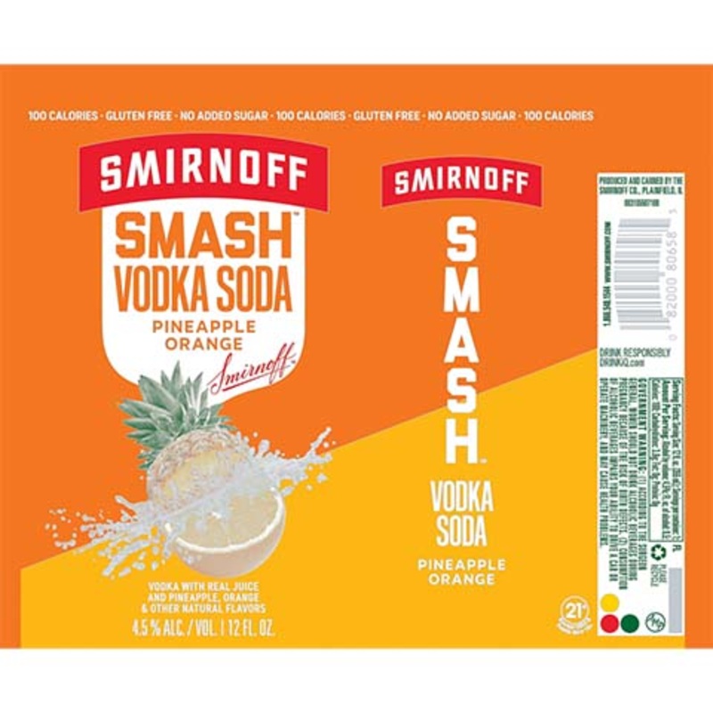 Smirnoff  Smash Pineapple Orange Vodka Soda 12OZ SINGLE CAN