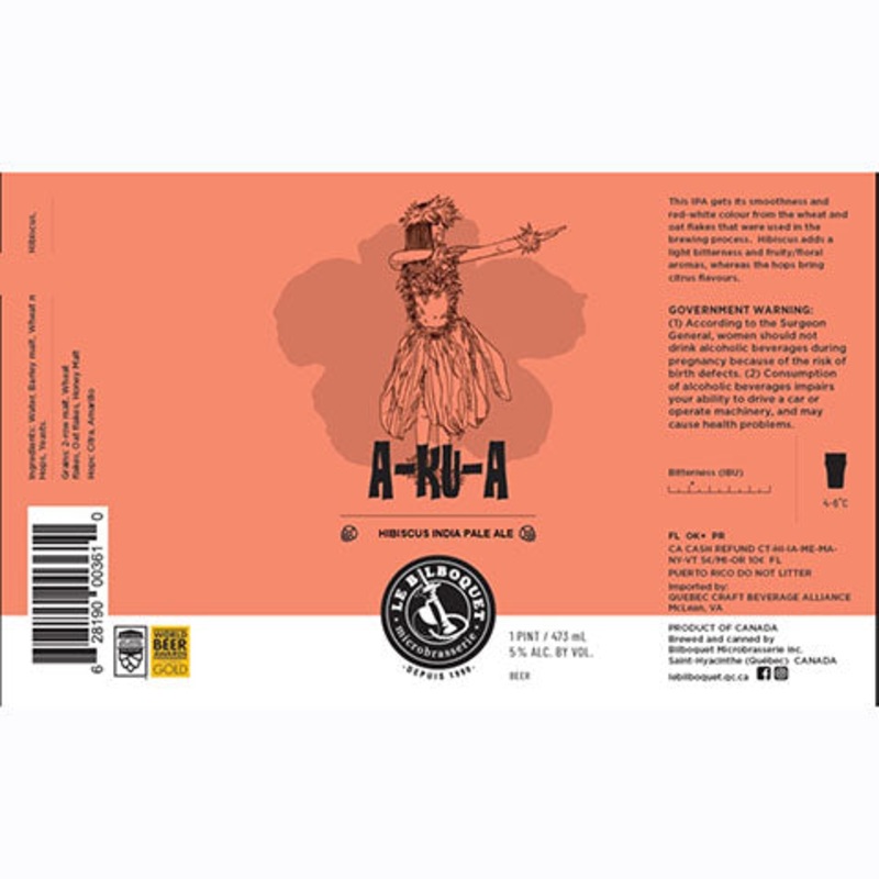 Bilboquet Microbrasserie Akua Hibiscus IPA 16OZ SINGLE CAN
