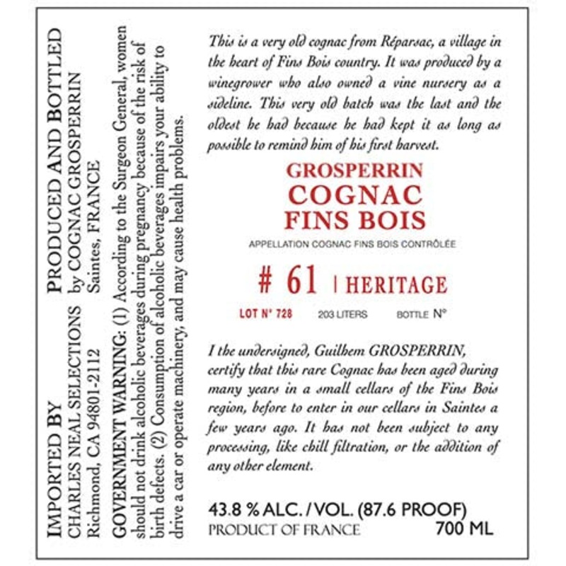 Grosperrin 61 Heritage Cognac 700ML BTL