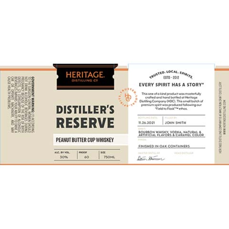Heritage Distiller’s Reserve Peanut Butter Cup Whiskey 750ML BTL