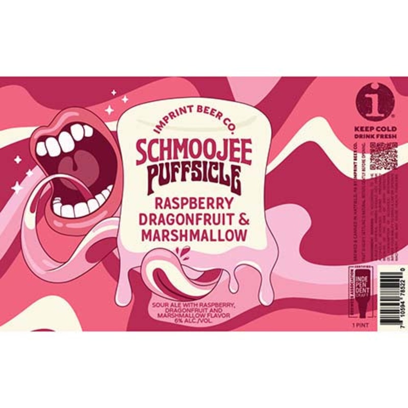 Imprint Beer Schmoojee Puffsicle Raspberry, Dragonfruit & Marshmallow Sour Ale 16OZ SINGLE CAN