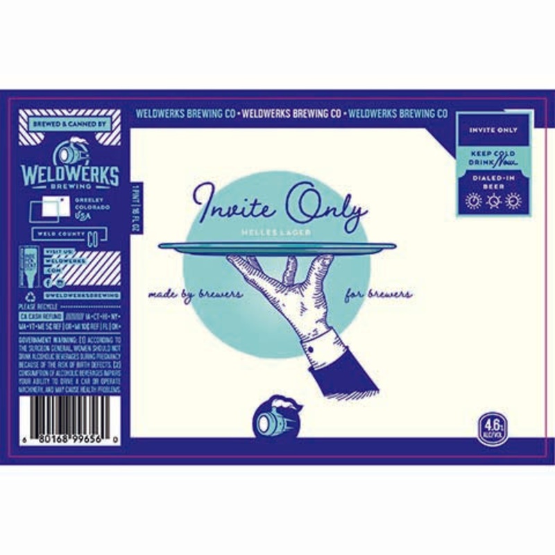Weldwerks Invite Only Helles Lager 16OZ SINGLE CAN