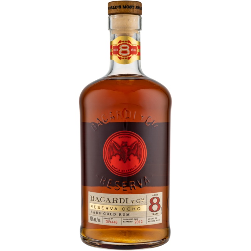 BACARDI AGED RUM RARE GOLD RESERVA OCHO 8 YR 80 750ML 750ML