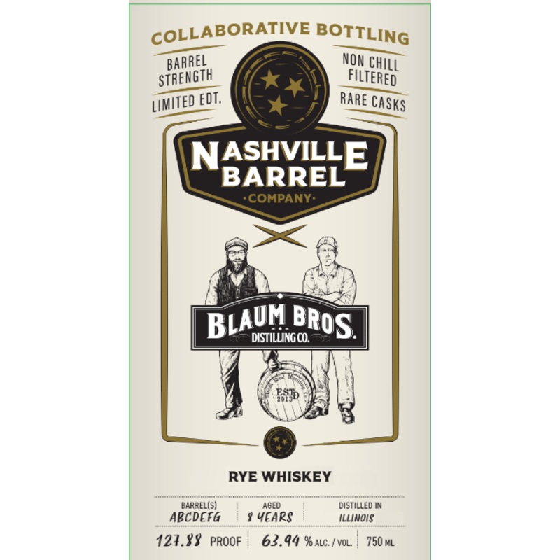 Nashville Barrel Company Blaum Bros 4 Year Old Rye Whiskey