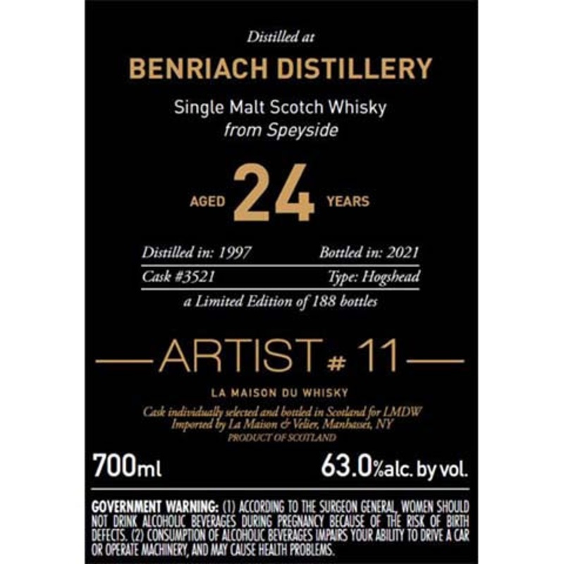 BenRiach Aged 24 Years Single Malt Scotch Whisky 700ML BTL
