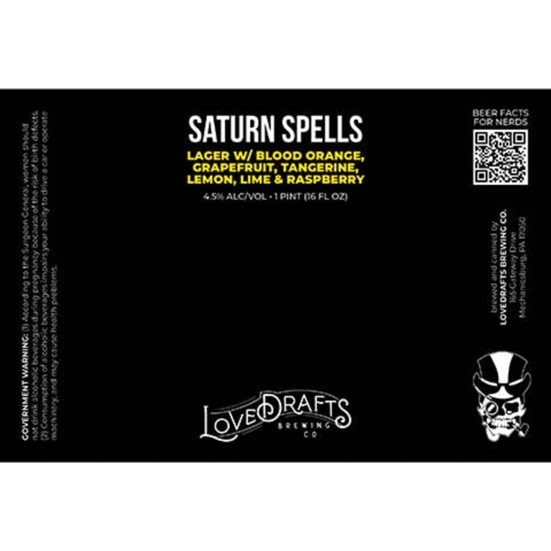 Lovedrafts Saturn Spells Lager 16OZ SINGLE CAN