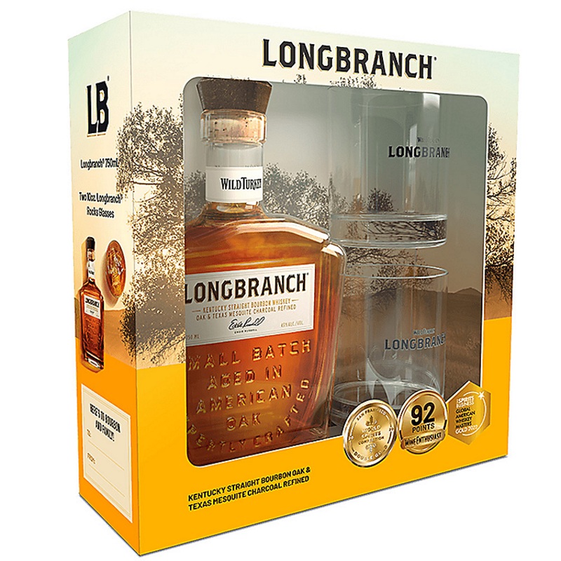 WILD TURKEY KENTUCKY STRAIGHT BOURBON LONGRANCH 8 YEARS 86 W/ ROCK GLASSES 750ML 750ML