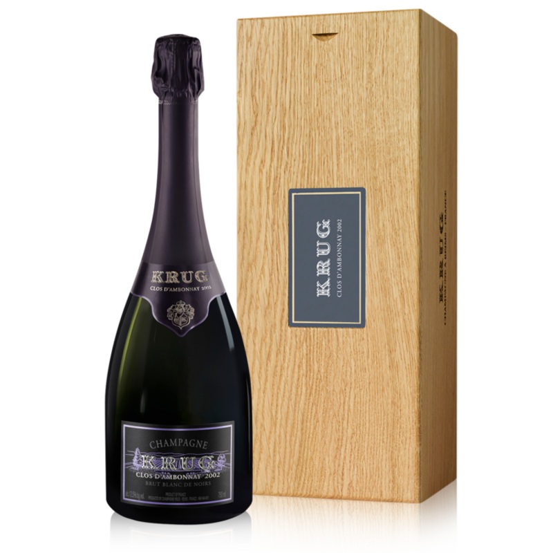 KRUG CHAMPAGNE BRUT BLANC DE NOIRS CLOS D’AMBONNAY 2002 W/ WOOD GIFT BOX 750ML 750ML
