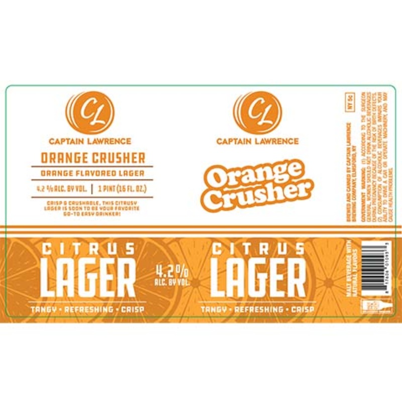 Captain Lawrence Orange Crusher Citrus Lager 16OZ SINGLE CAN