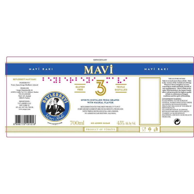 Beylerbeyi Mavi Raki Triple Distilled 700ml