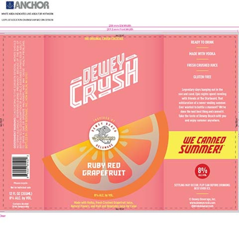 Dewey Crush Ruby Red Grapefruit 12OZ SINGLE BTL