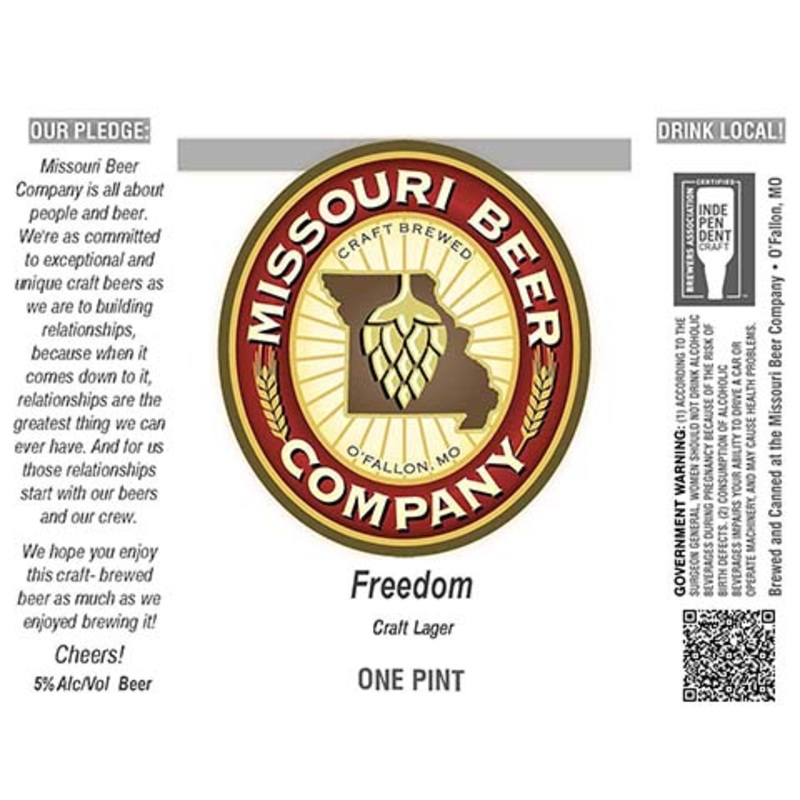 Missouri Beer Freedom Craft Lager 16OZ SINGLE CAN