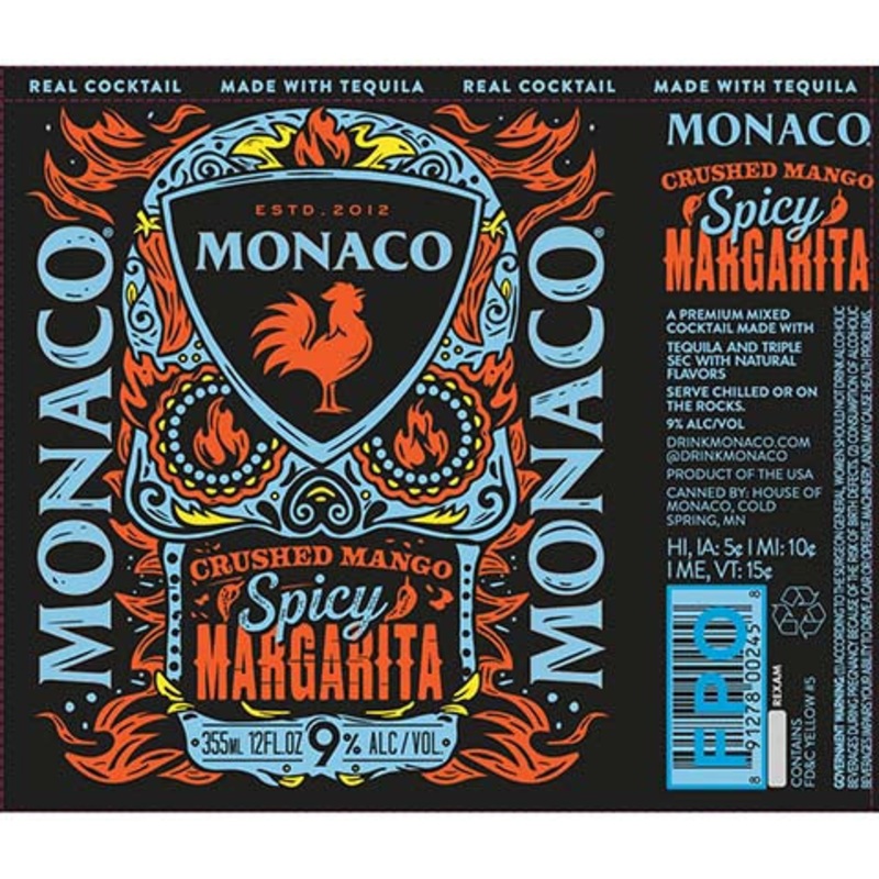 Monaco Crushed Mango Spicy Margarita 12OZ SINGLE CAN
