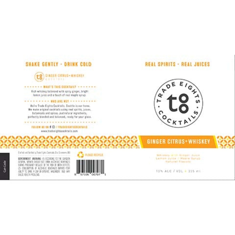 Trade Eights Ginger Citrus+Whiskey 355ML BTL