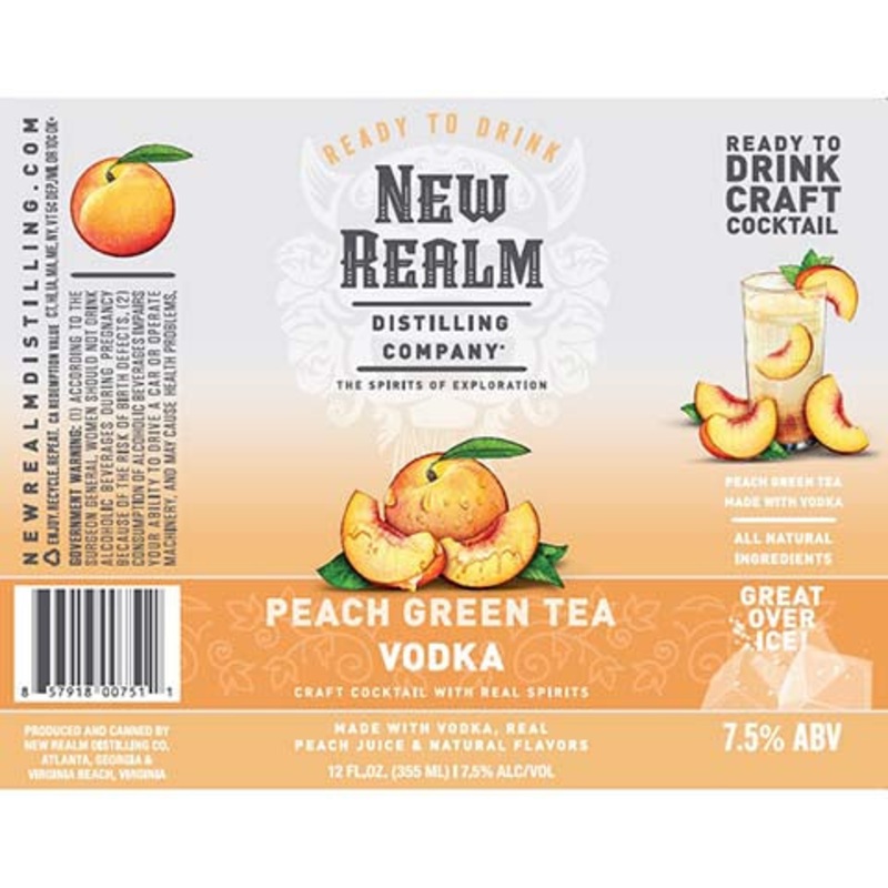 New Realm Peach Green Tea Vodka 12OZ SINGLE CAN