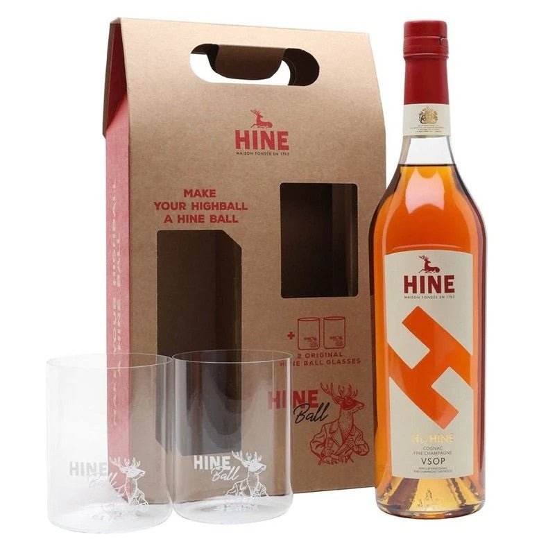 H by Hine V.S.O.P. Cognac with 2 Hine Ball Glasses 750ML BTL WITH 2 HINE BALL GLASSES