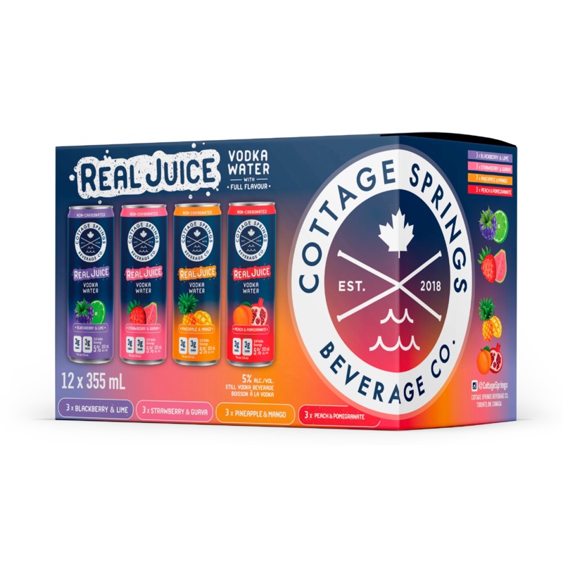 COTTAGE SPRINGS REAL JUICE VODKA WATER MIXER 355ML 12PK CAN @ Red Deer [1056094] 4260 ml
