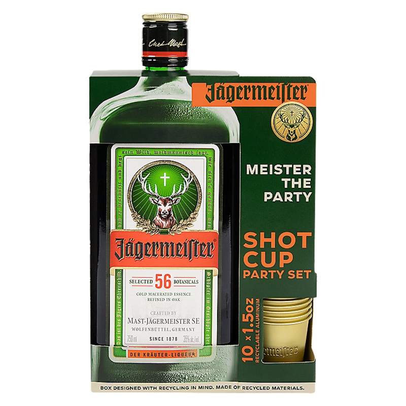 JAGERMEISTER HERBAL LIQUEUR 70 W/ ALUMINUM SHOT CUP 750ML 750ML