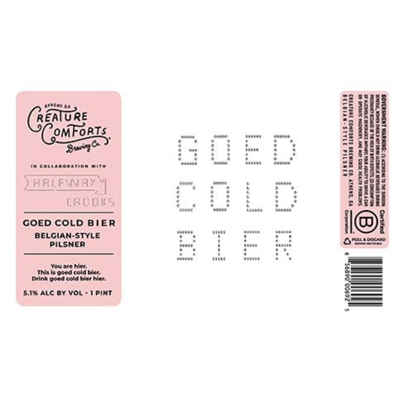 Creature Comforts Goed Cold Bier Pilsner 16OZ SINGLE CAN