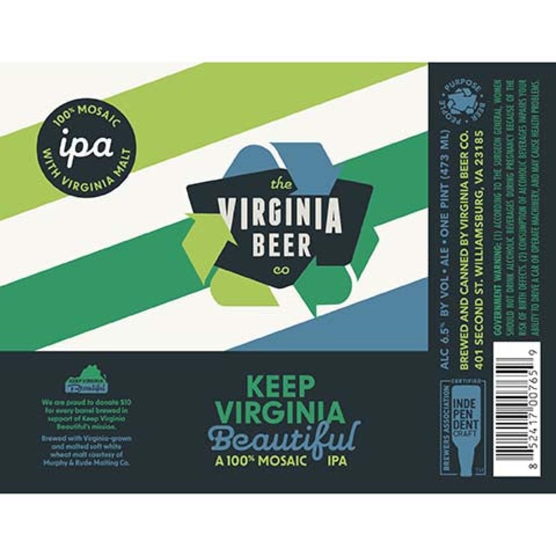 The Virginia Beer Keep Virginia Beautiful IPA 16OZ SINGLE CAN