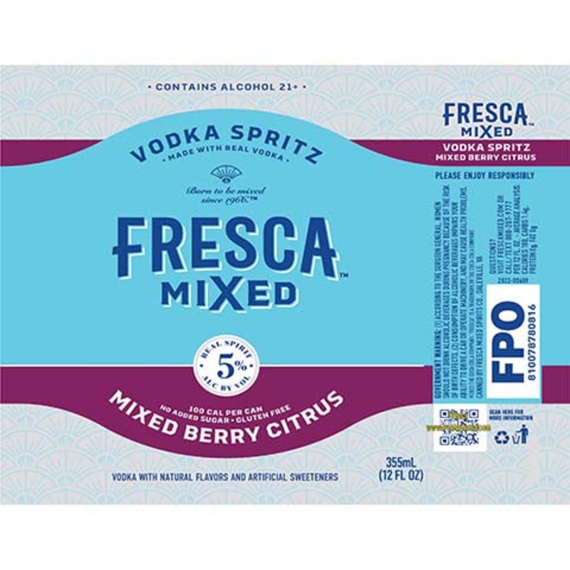 Fresca Mixed Vodka Spritz Mixed Berry Citrus 12OZ SINGLE CAN