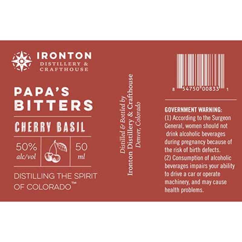 Ironton Papa’s Cherry Basil Bitters 50ML BTL