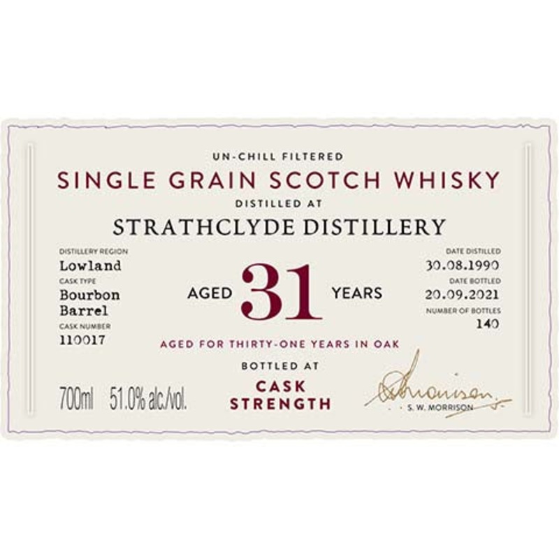 A.D. Rattray Strathclyde Distillery Aged 31 Years Single Malt Scotch Whisky 700ML BTL