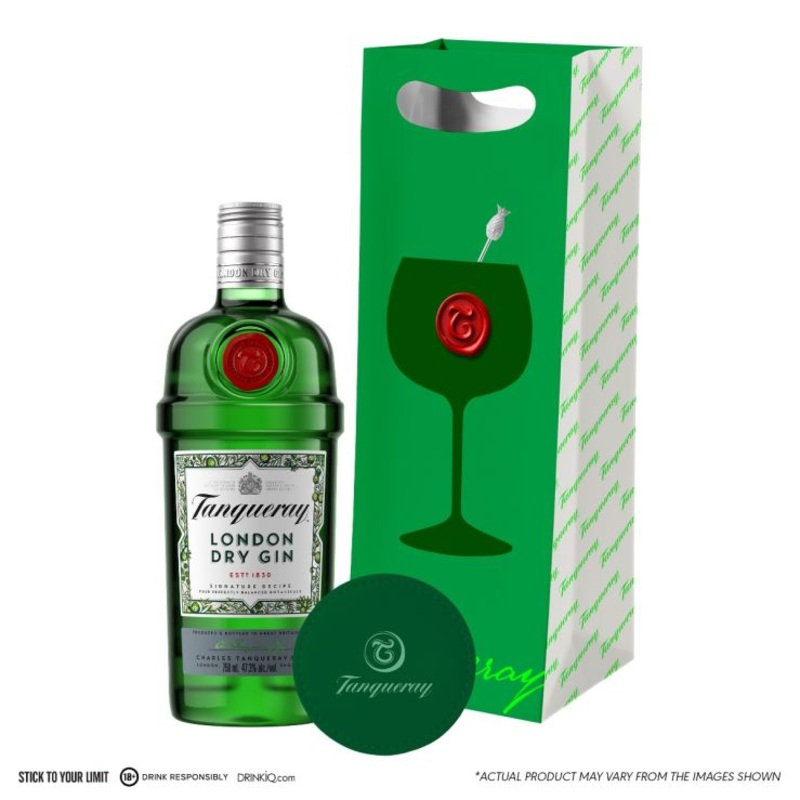 Tanqueray London Dry Gin 750ml with FREE Tanqueray Gift Bag and Leather Coaster