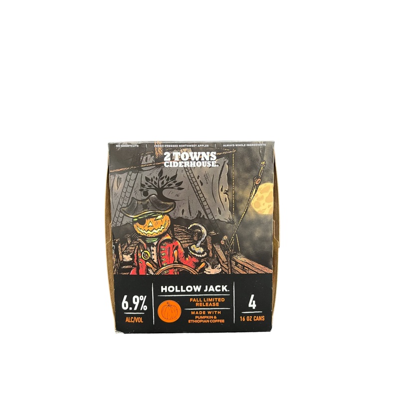 2 Towns Hollow Jack Cider 4 Pack Cans Pumpkin Coffee