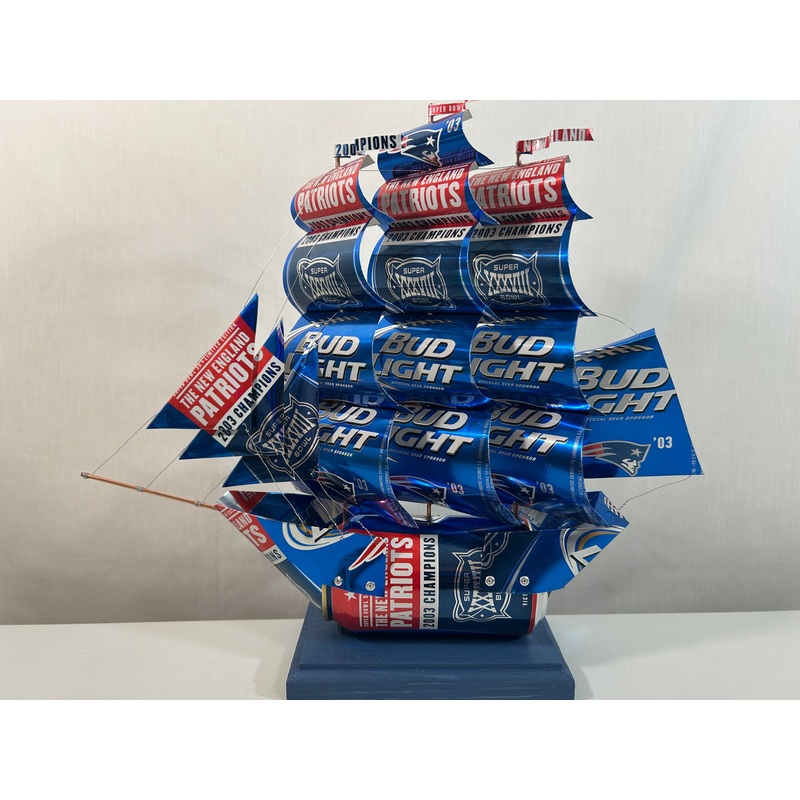 New England Patriots 2003 Champions Super Bowl XXXVIII Beer Can Ship