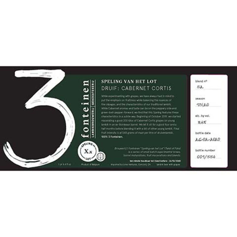3 Fonteinen Svhl Druif: Cabernet Cortis 750ML BTL