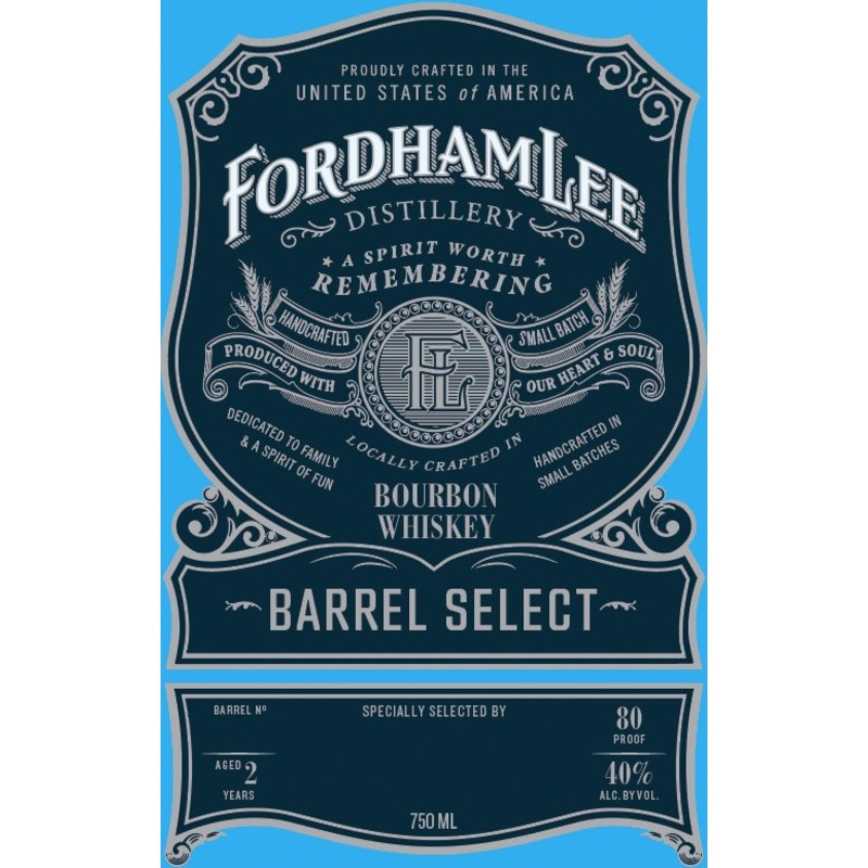 Fordham Lee Distillery Barrel Select Bourbon Whiskey 2 Years Aged