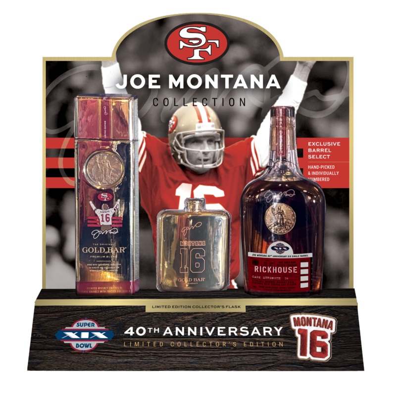 Gold Bar Joe Montana 40th Anniversary Collectors Edition Flask Set