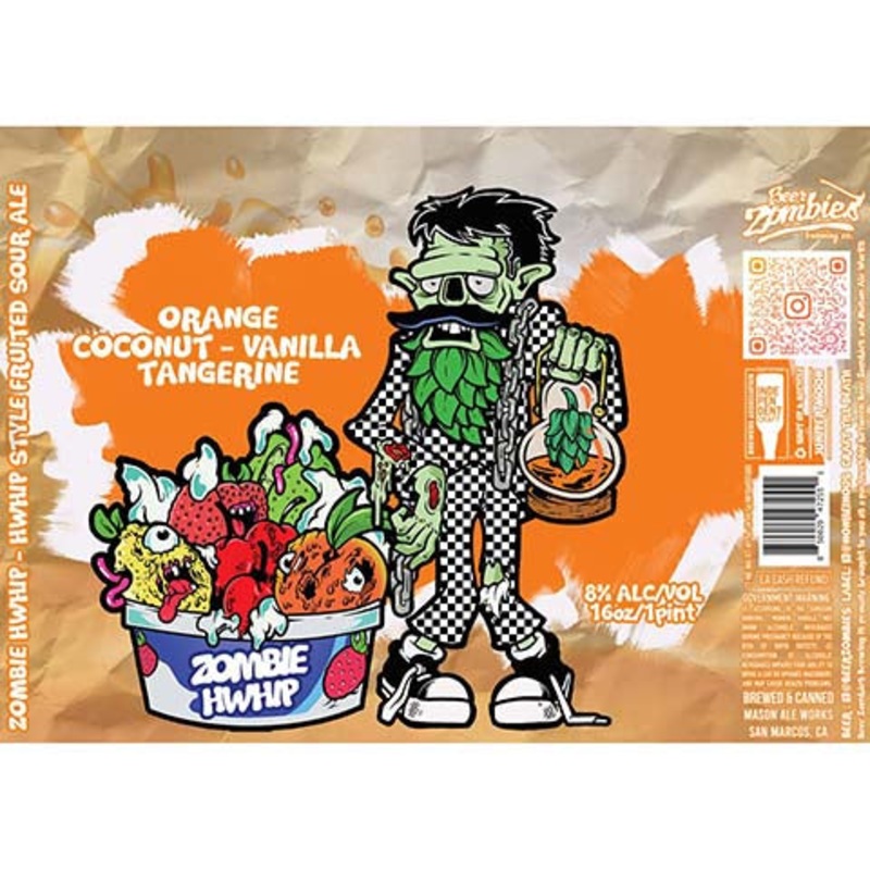 Mason Aleworks Zombie Hwip Sour Ale (Orange Coconut – Vanilla Tangerine) 16OZ SINGLE CAN