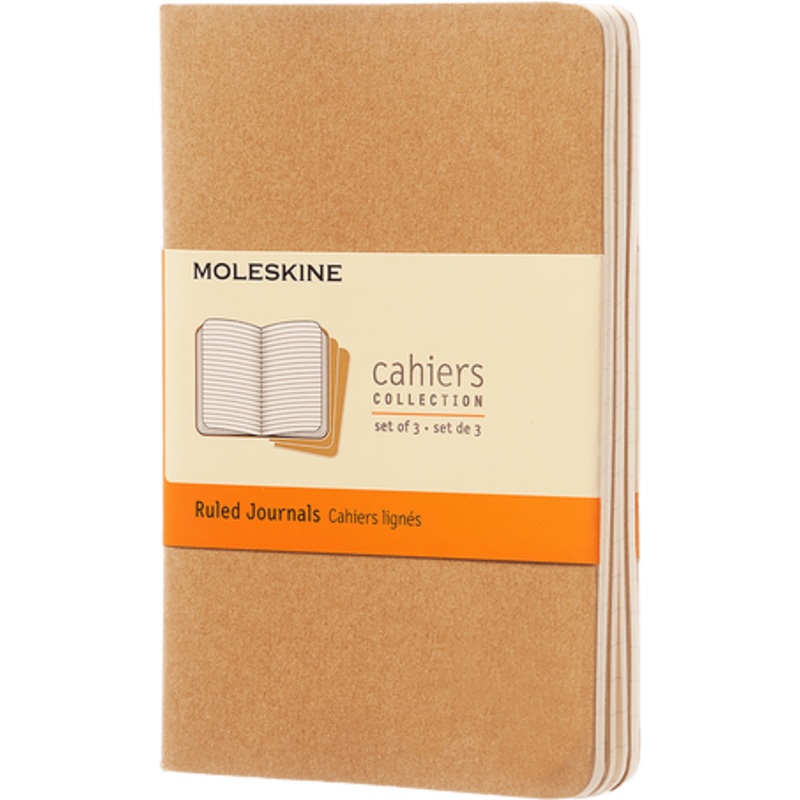 Moleskine Notebook: Kraft Pocket Ruled Cahier [Set of 3]