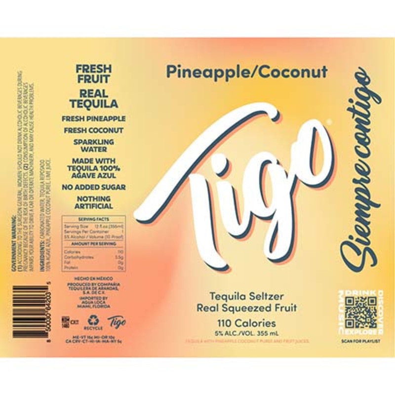 Tigo Pineapple Coconut Tequila Seltzer 355ML CAN